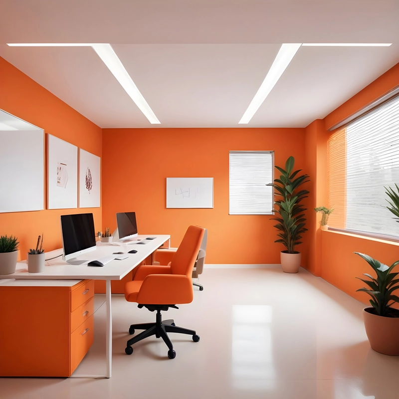 Modern orange-themed room.